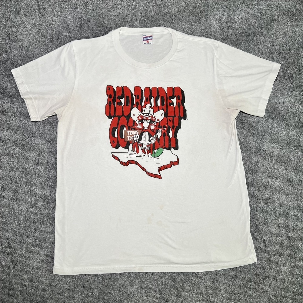 VTG Texas Tech Red Raider Country Unisex S/S Shirt White XL Charlie Hustle USA